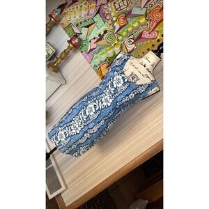 A007 vintage 90s Y2K cotton blue Hawaiian mini bodycon dress